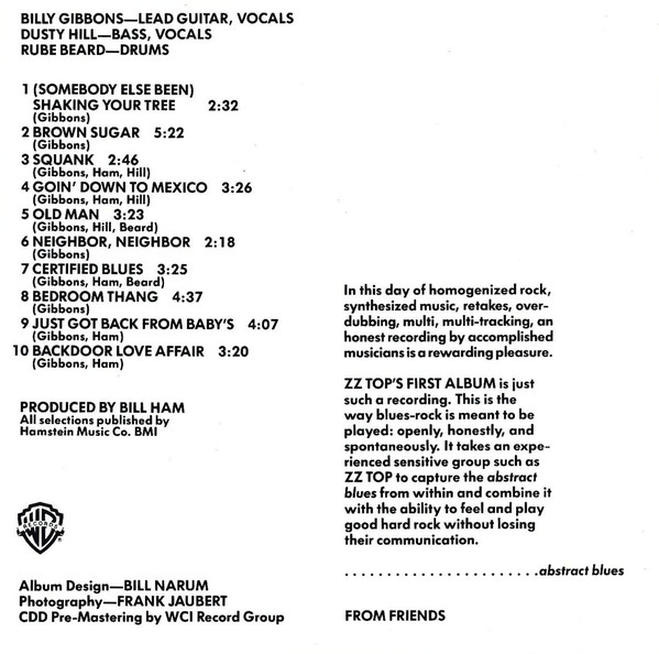 ZZ Top  ZZ Tops First Album : Booklet02  d